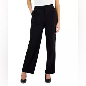 MACY'S BAR III Women's Bi-Stretch Wide-Leg Pants Trousers Pleated Black …